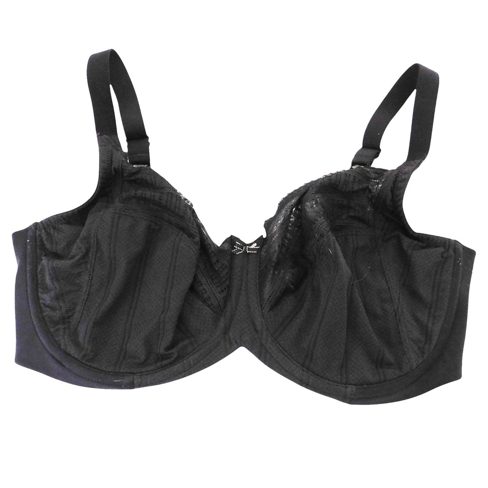 Lilyette 0434 Minimizer Bra 38DD Underwire Adjustable Straps Lace Black Lace